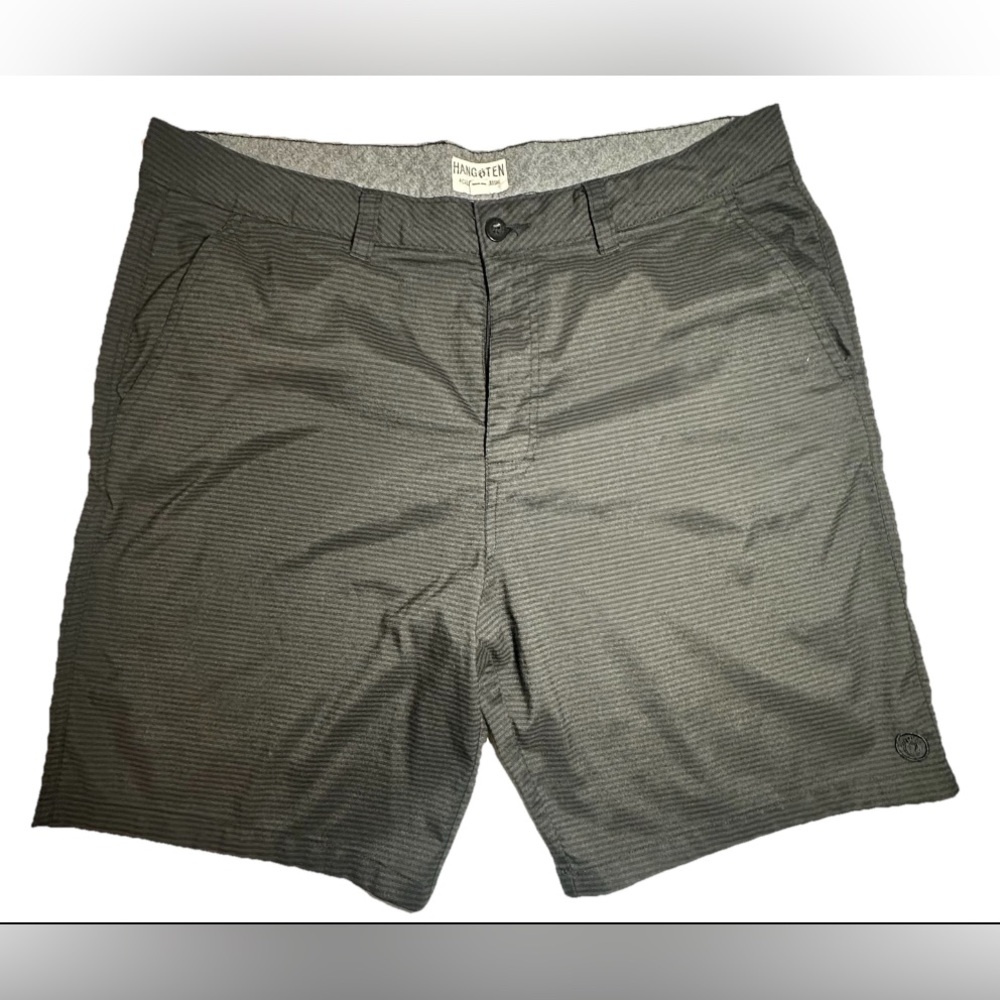 Hang Ten Hybrid Shorts Mens 40 Black Striped Casual Walking Beach Quick Dry Used